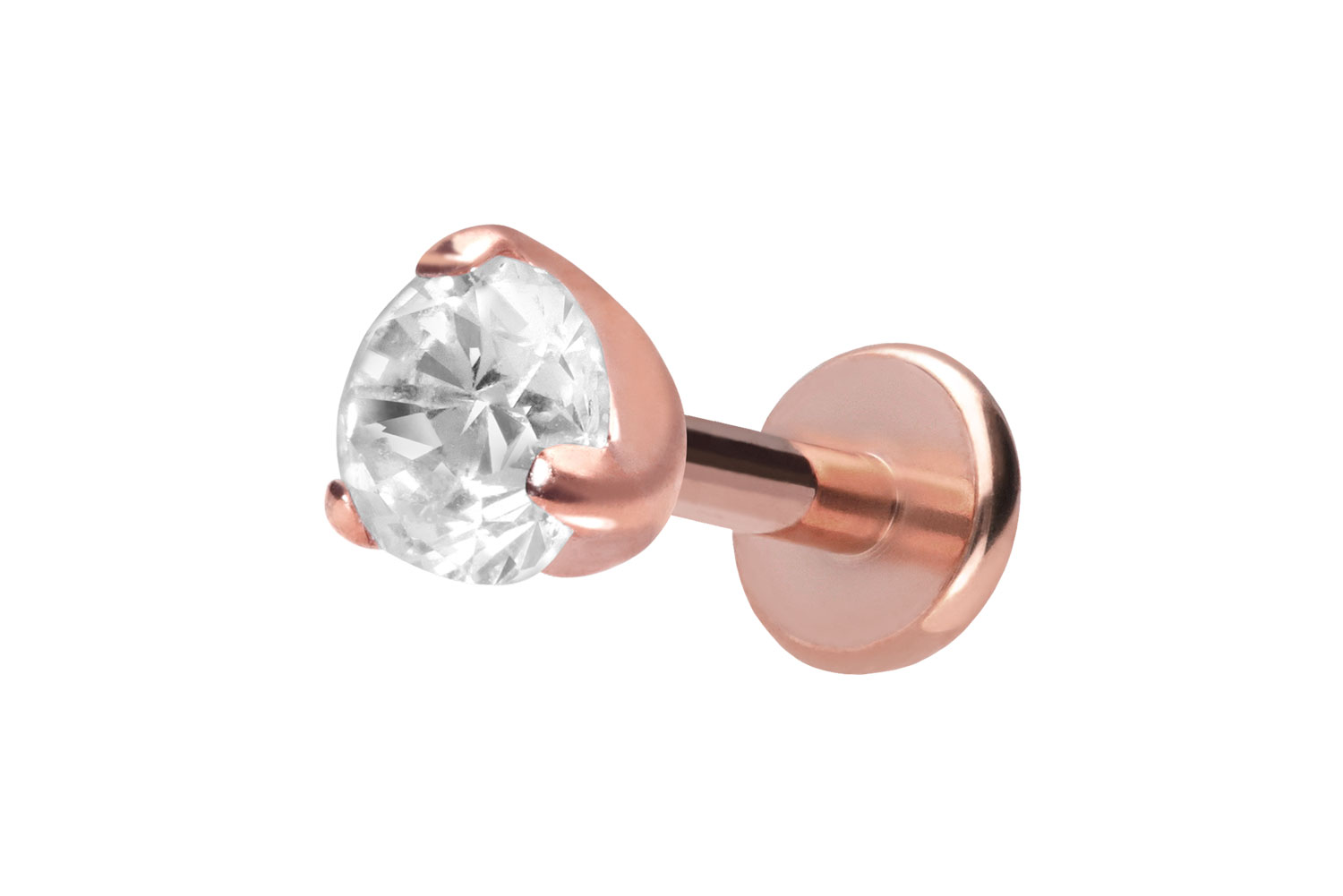Titan Labret Piercing mit Push Fit EINGEFASSTER KRISTALL